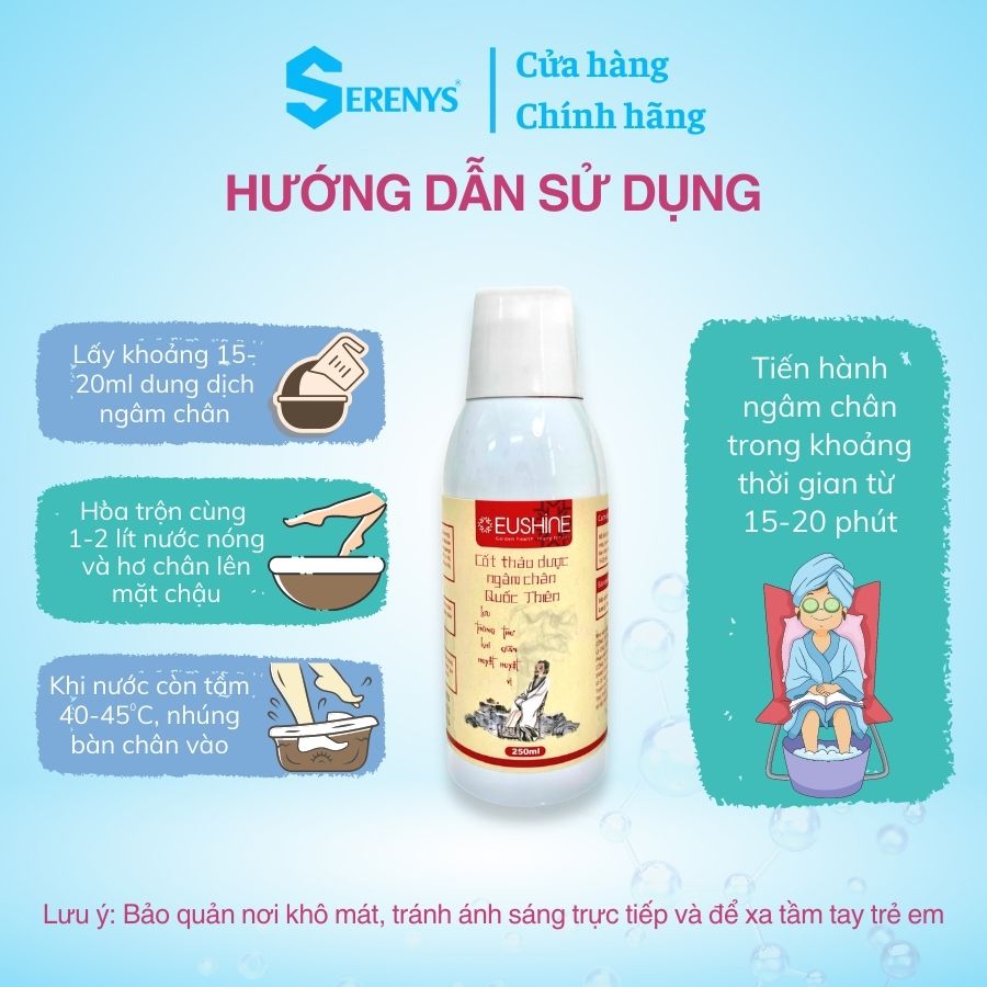 Cốt Thảo Dược Ngâm Chân Quốc Thiên Serenys hỗ trợ giảm chứng phong thấp, đau mỏi, suy tĩnh mạch