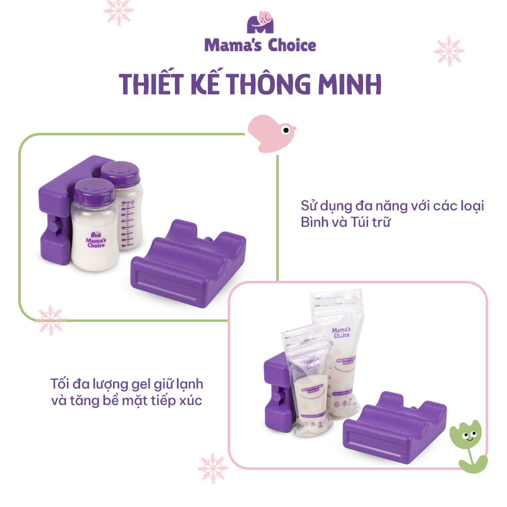 Đá Khô Bảo Quản Sữa Mama’s Choice, Giữ Lạnh Sữa Mẹ Lên Đến 14 Tiếng, Chất Liệu Gel Y Tế Cao Cấp, Độ Bền Cao Từ 4-5 Năm