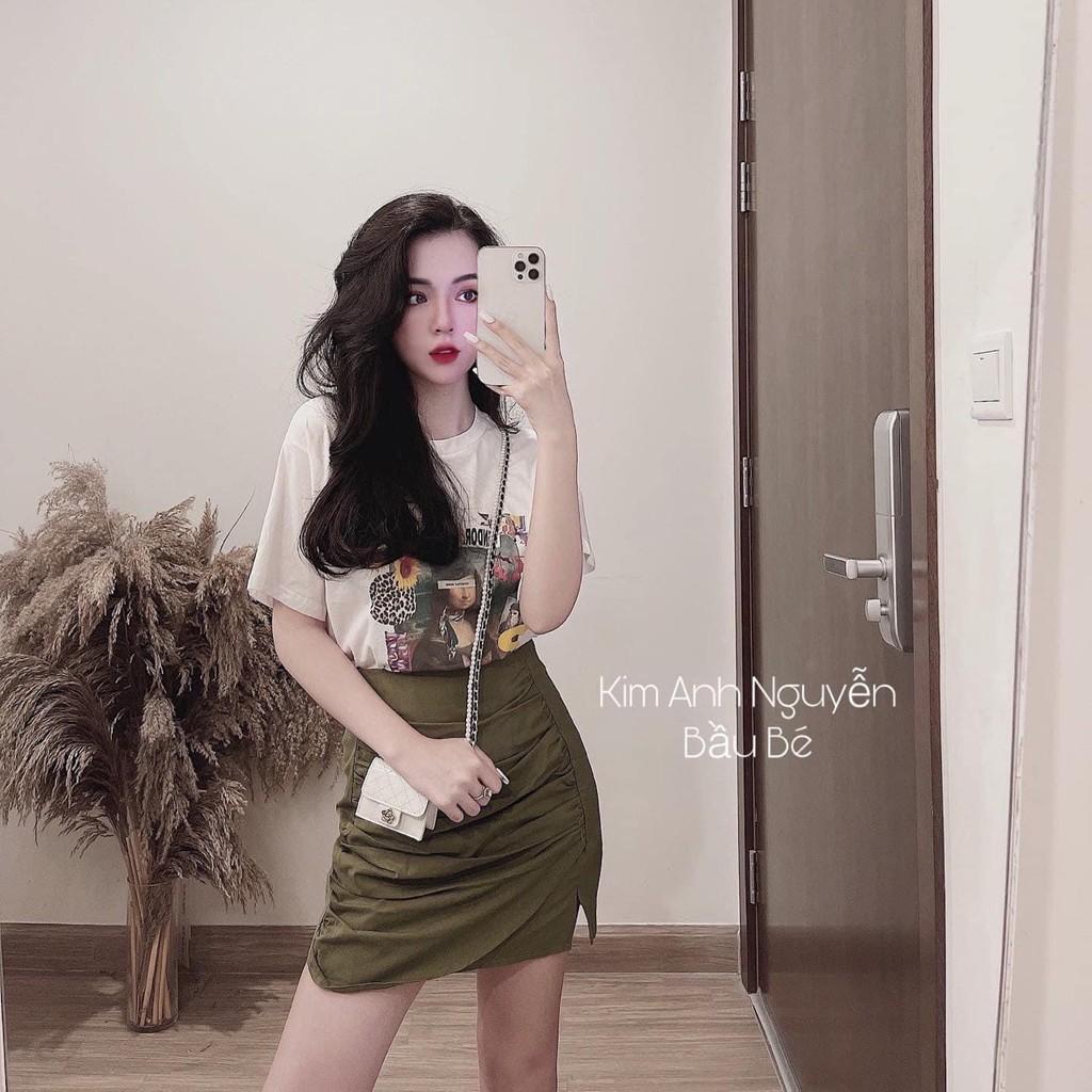 SET ÁO PHÔNG CUTE MIX CHÂN VÁY KAKI CO GIÃN MỀM MẠI
