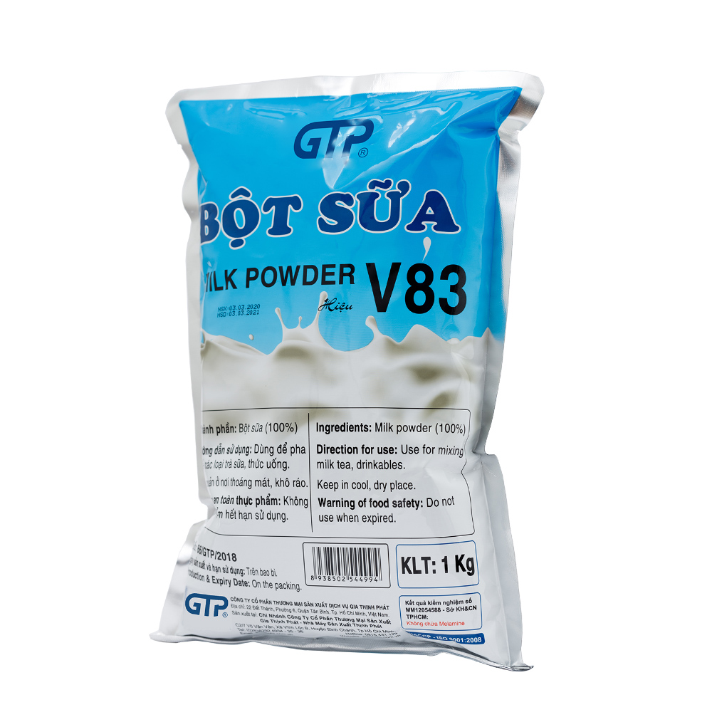 Bột kem béo V83 GTP (1KG)- Béo, thơm đậm vị dùng để pha trà sữa, thức uống, làm bánh - SP Chính Hãng (Bột kem béo hiệu V83 (1kg/bao))