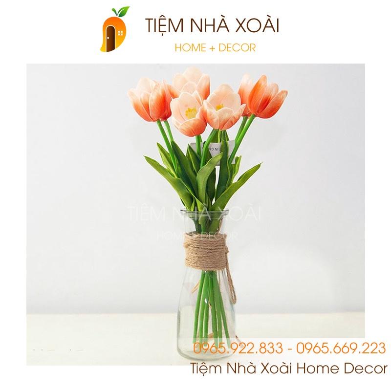 Bình Hoa Decor Thuỷ Tinh thắt eo cuốn dây thừng dây gai trang trí để bàn Vingate
