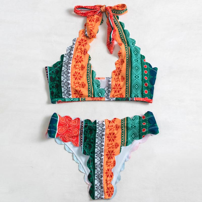 2021 Sexy Nữ Bikini Bơi 2 Bộ Quần Áo In Hình Đồ Bơi Nữ Mặc Đi Biển Bộ Dây Đồ Bơi Mùa Hè