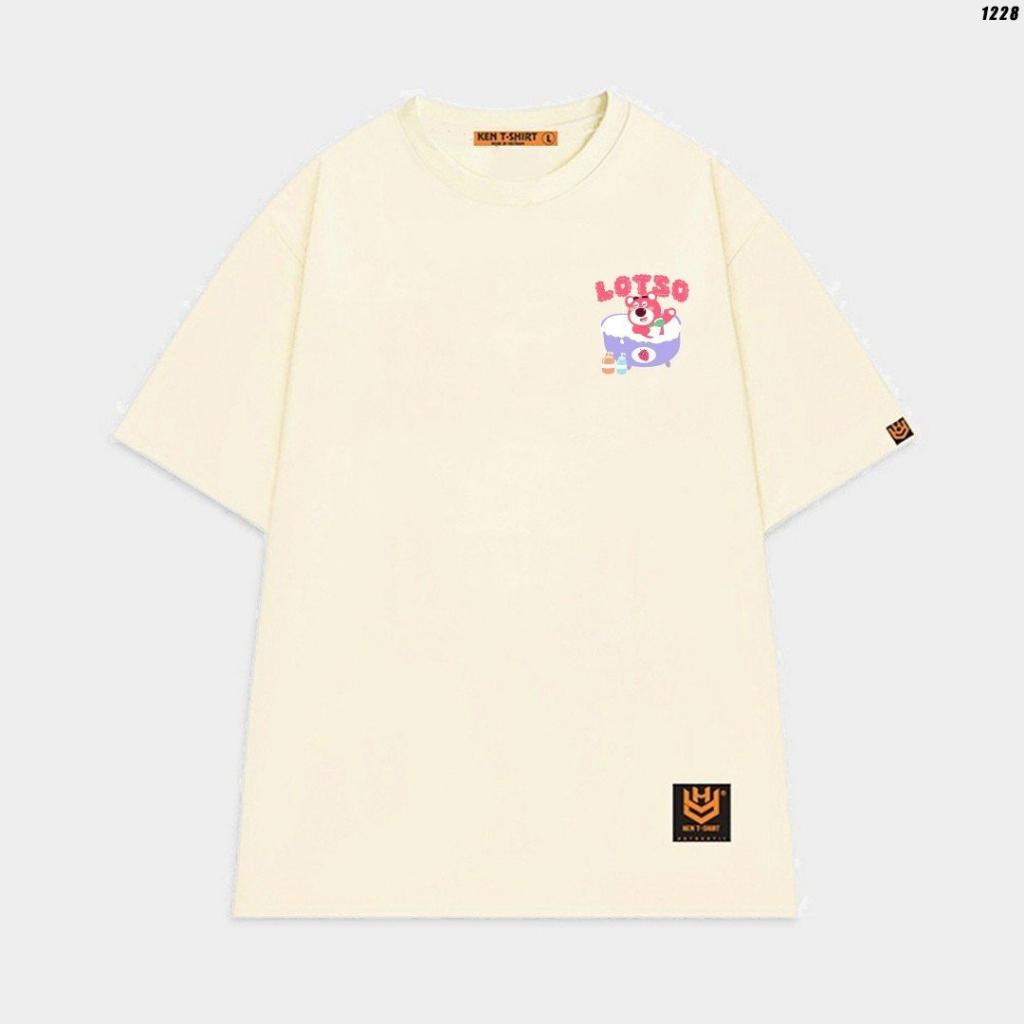 Áo thun tay lỡ unisex gấu dâu lotso phối họa tiết dễ thương áo phông nam nữ