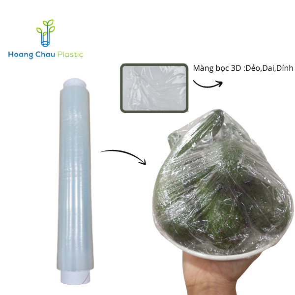 COMBO 3 Lõi màng bọc thực phẩm Hoàng Châu Plastic 30cm x 100m - Nhựa PE - Dùng được cho lò vi sóng- Không chất phục gia tạo dẻo- Không chứa DEHA/DEHP-Thân thiện với môi trường