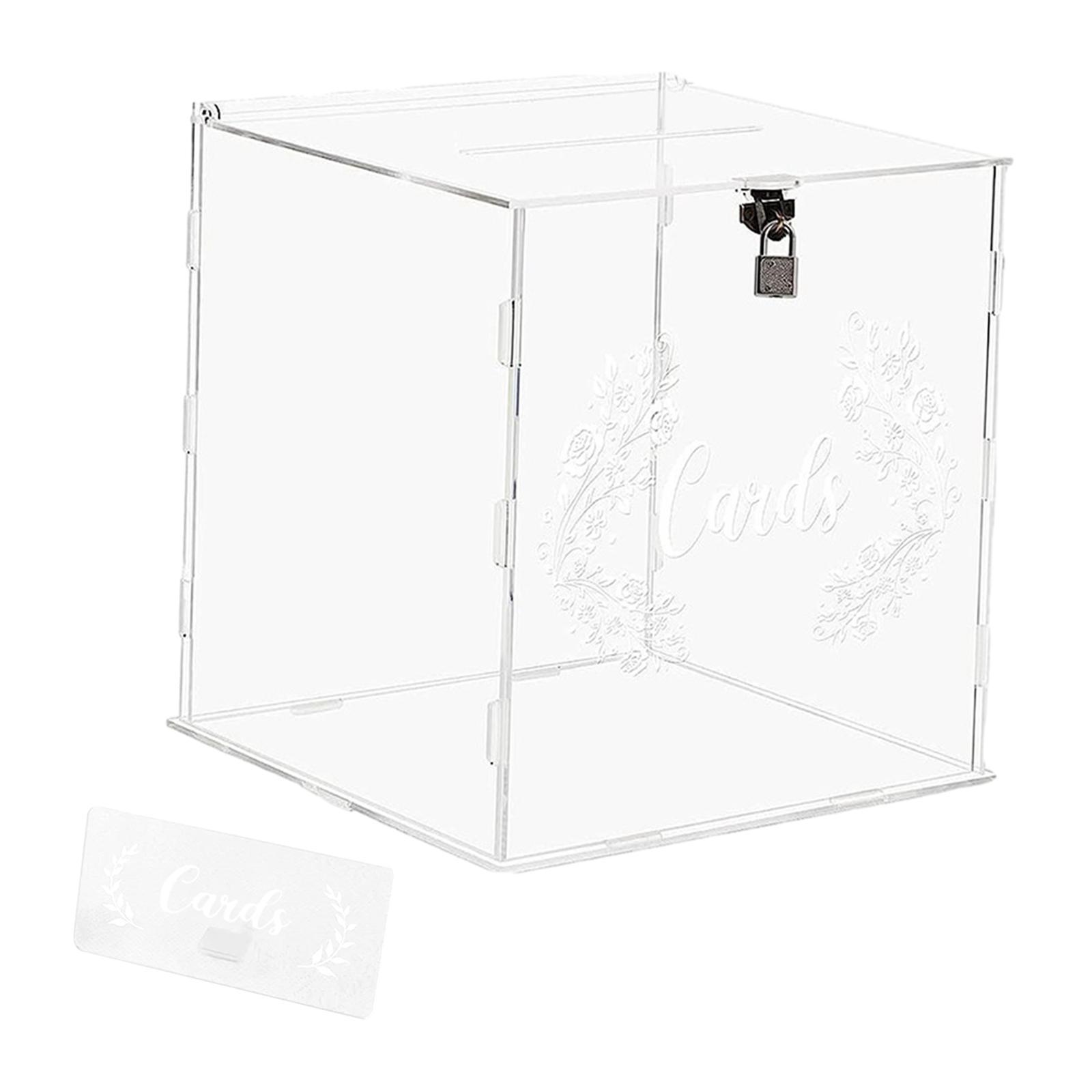 Acrylic Wedding Cards Box Money Gift Holder Box Decoration Wedding Keepsake Box with Lock for Wedding Reception Anniversary Graduation, 9.84x9.84''