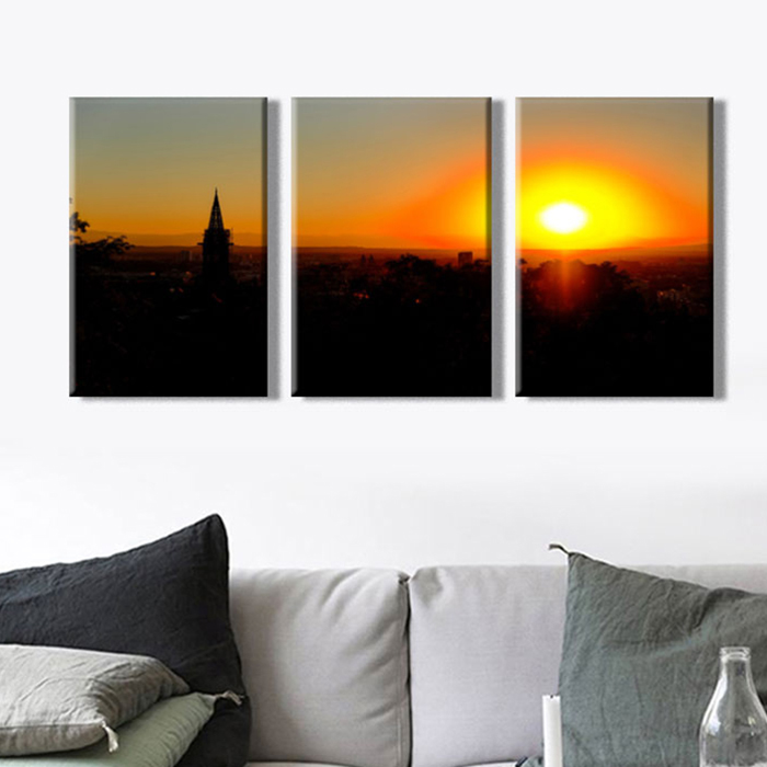 Bộ 3 Tranh Treo Tường Phòng Khách "Hoàng Hôn" - W165