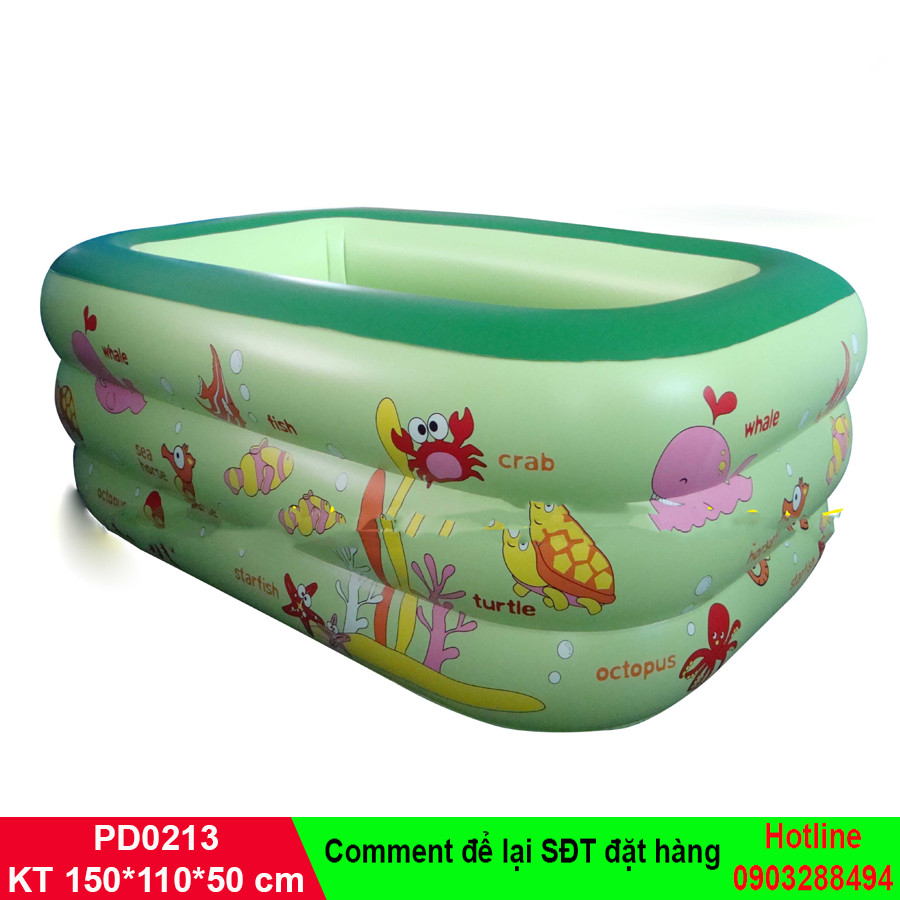 Bể bơi phao mini chính hãng Summer Baby 150*110*50 (tặng kèm bơm điện)