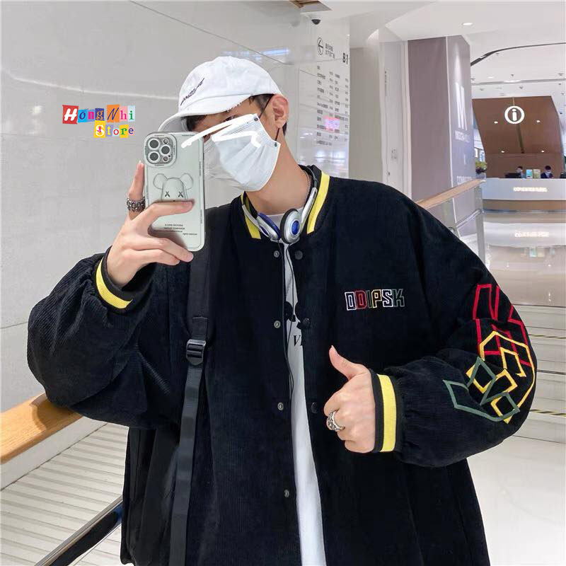 Áo Khoác Bomber Nhung Tăm Thêu DOIRSK Dáng Rộng Nam Nữ Ulzzang Unisex - MM