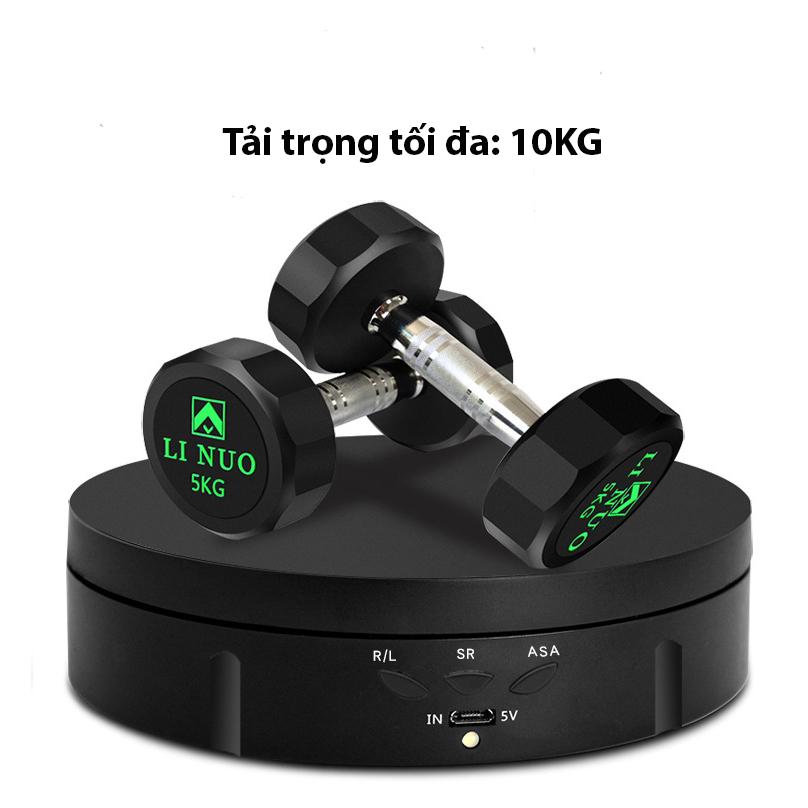 Bàn Xoay Sản Phẩm 360 Độ Cắm Nguồn USB Pin Sạc Tải 10KG, Đế Xoay Trưng Bày Sản Phẩm Đa Tốc Độ, Đa Góc