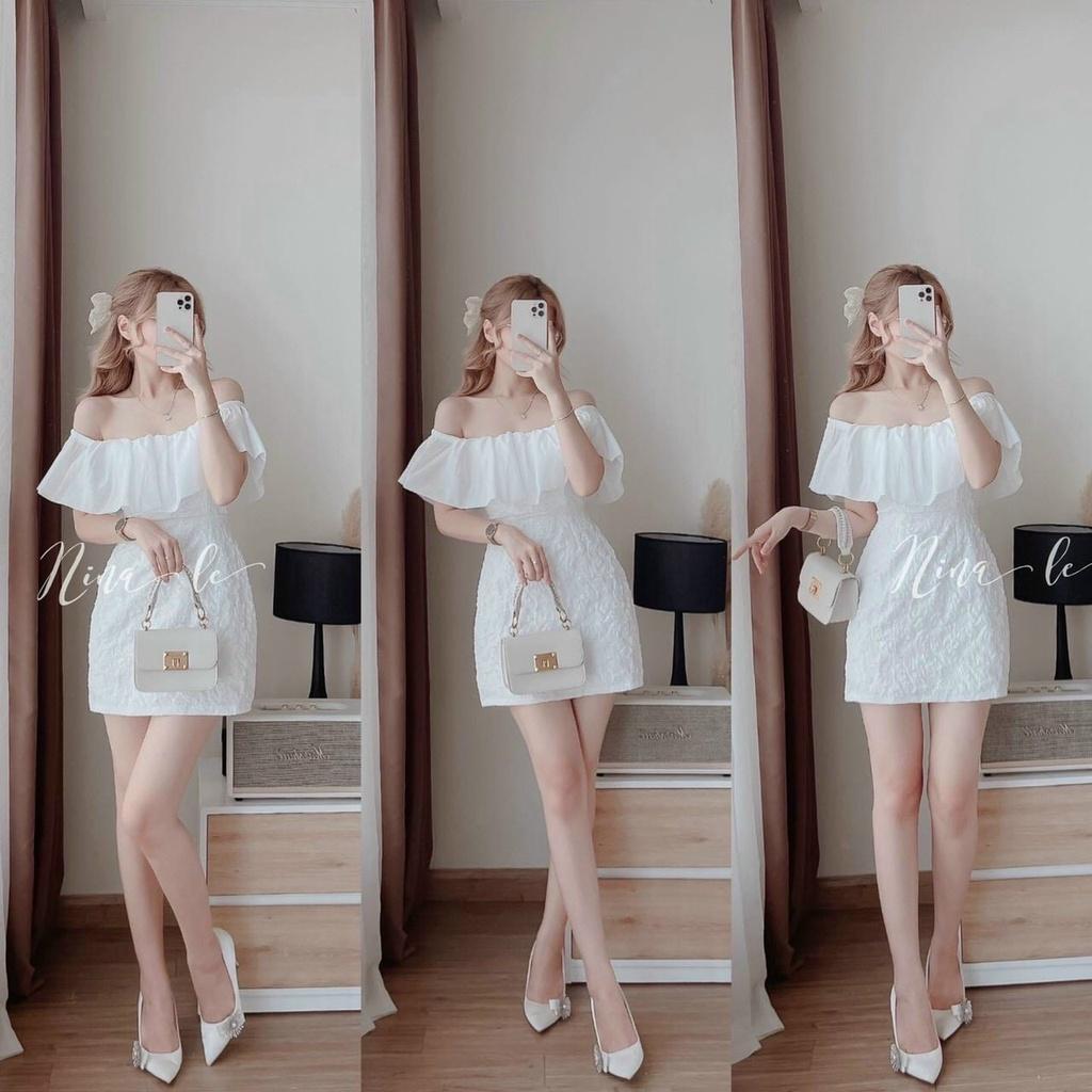 Đầm váy nữ trễ vai xốp phối voan tơ sang chảnh, xinh xắn dành cho các nàng đi chơi, dự tiệc