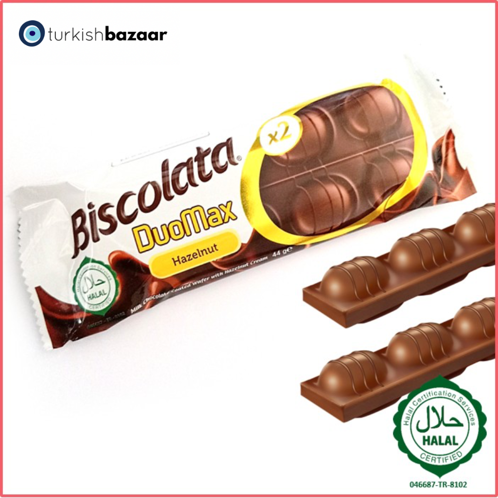 Bánh xốp Biscolata Duomax phủ sô cô la nhân kem hạt phỉ 528g