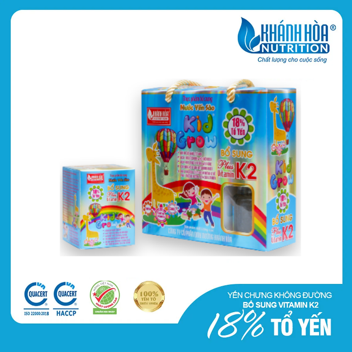 Nước Yến Sào Kidgrow 18% Bổ Sung Vitamin K2 - Khánh Hòa Nutrition - Lọ 70 ML