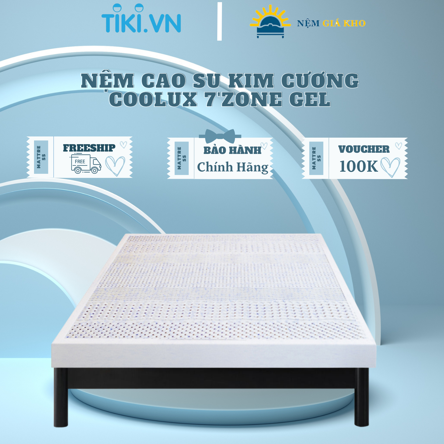 Nệm cao su Kim Cương COOLUX - 7’Zone Gel mát