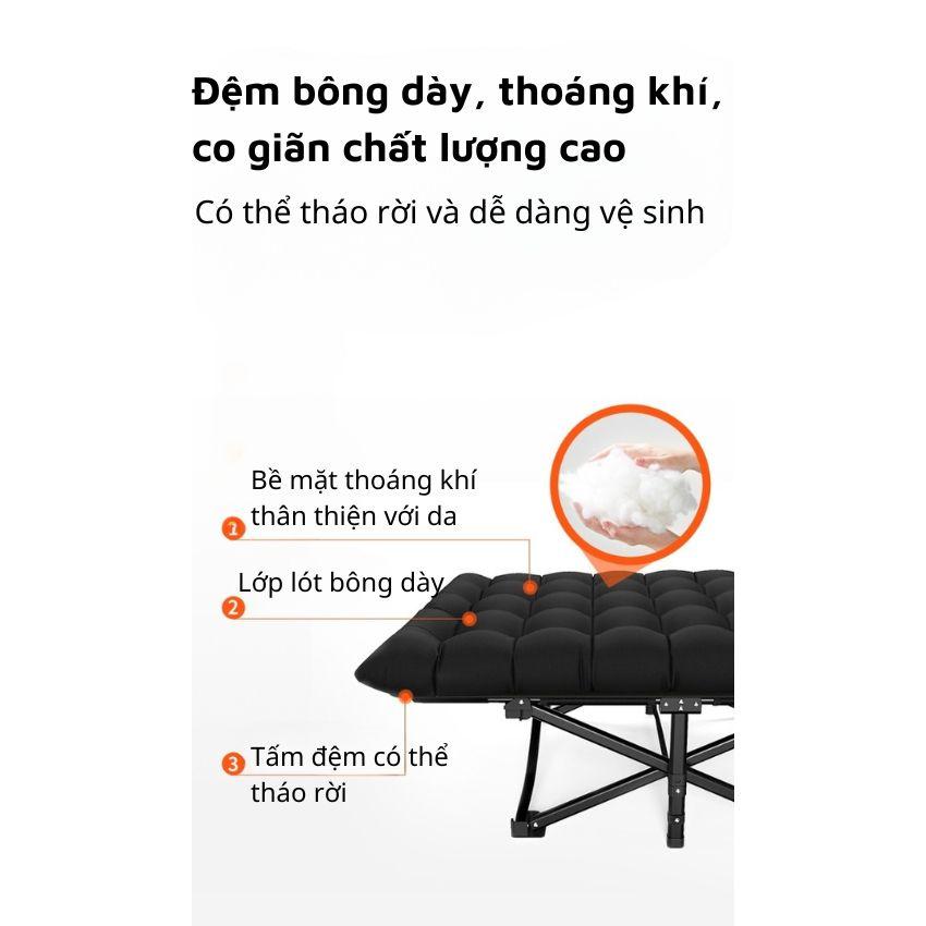 Giường Xếp Văn Phòng Ngủ Trưa Black, Giường Ngủ Gấp Gọn Kèm Đệm Bông Dày