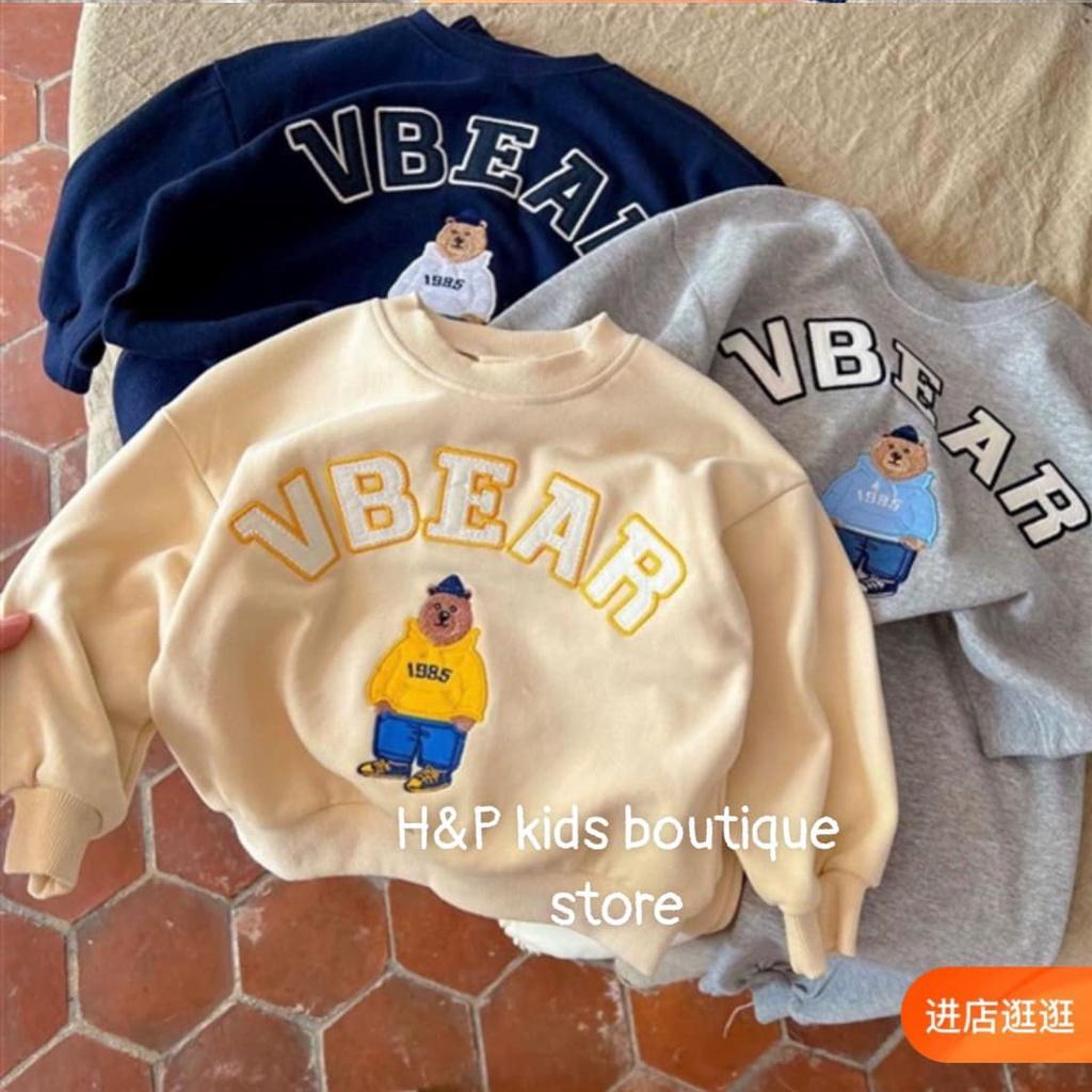 Bộ thu đông bé trai, set bộ nỉ da cá dày dặn bảng màu Hàn quốc họa tiết gấu VBEAR thêu may kỹ cho bé 10-20kg NB711