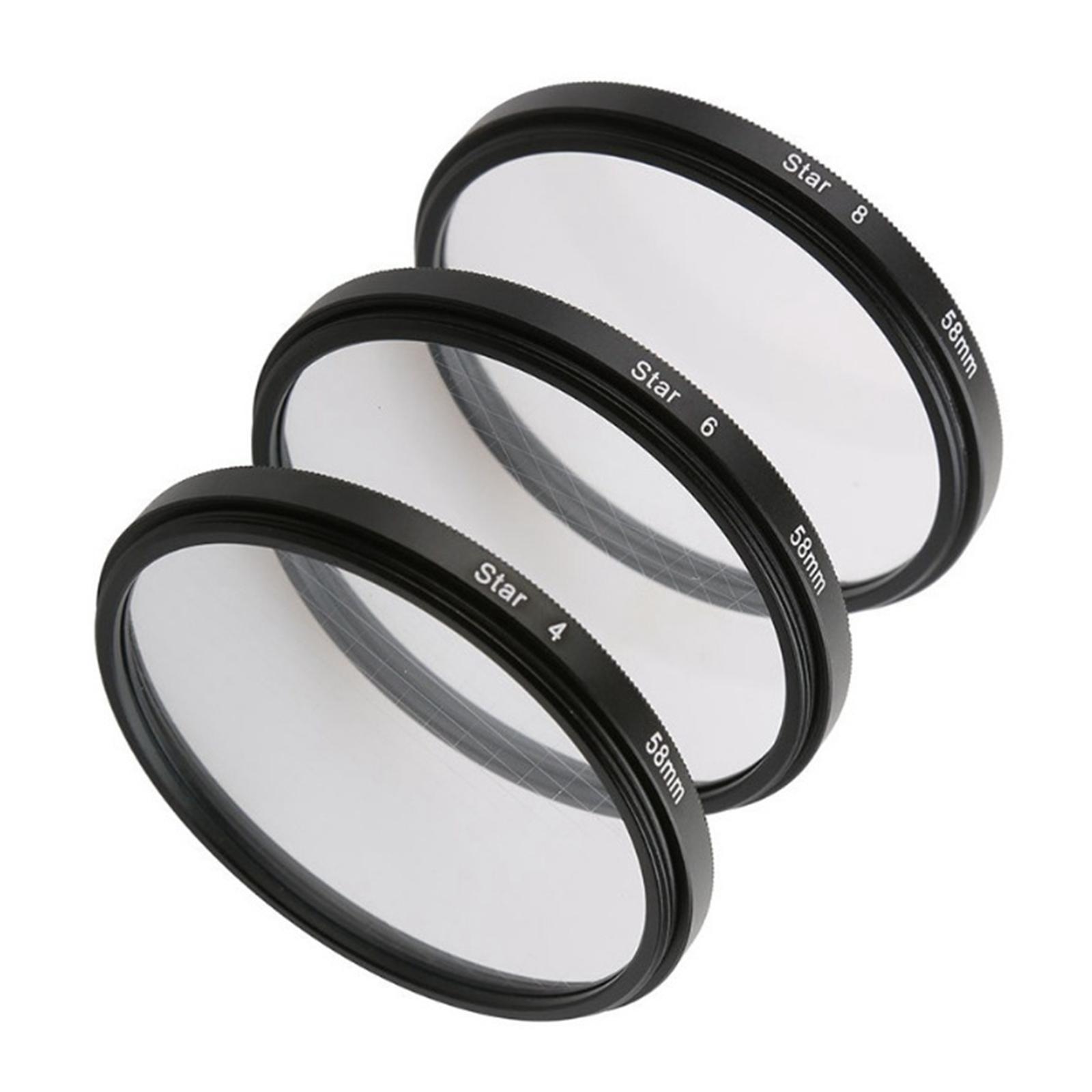 3Pcs Camera Lens filter with bag 4 6 8 Points Slim 55mm