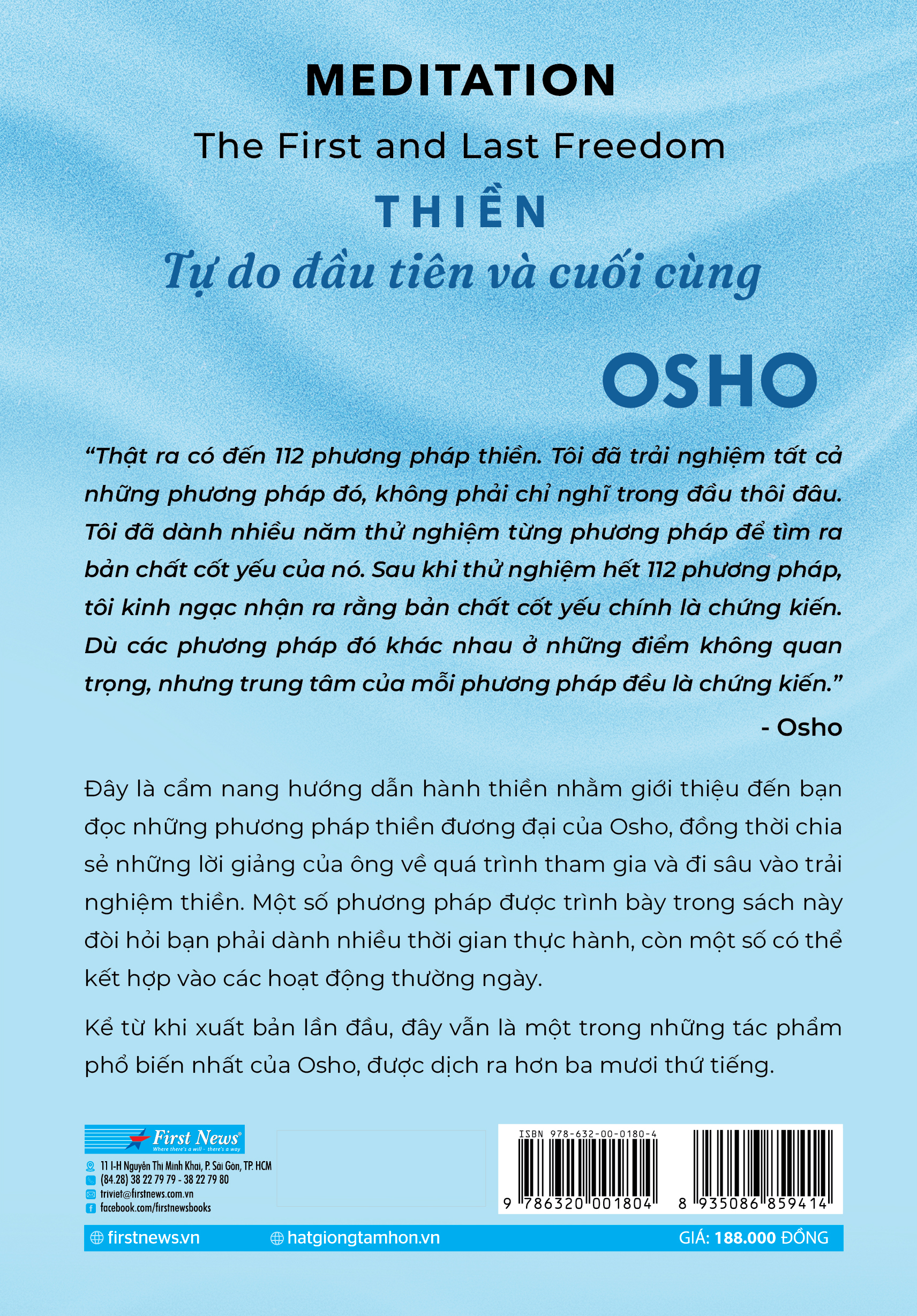 Sách Osho - Thiền: Tự Do Đầu Tiên Và Cuối Cùng