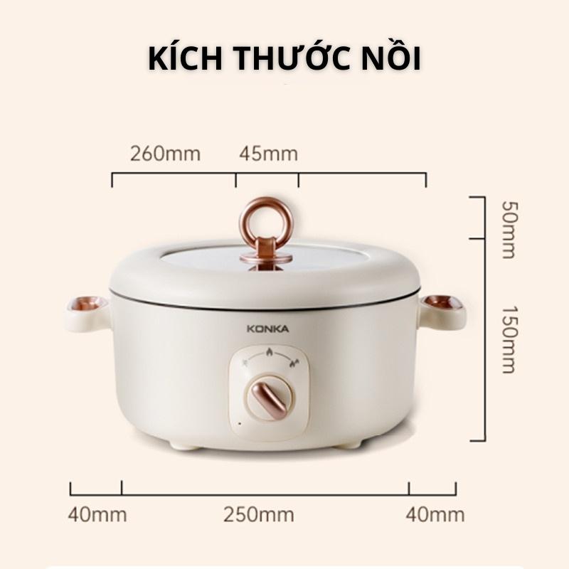 Nồi Lẩu Điện Đa Năng Chống Dính 3 Lít 1000W Hot Pot KONKA KZG-HP03 - Hàng Nhập Khẩu