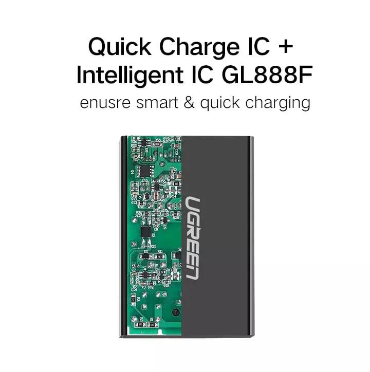 Ugreen UG30598CD102TK 1.5 Màu Đen Sạc nhanh chuẩn 3.0 Quick Charge 4 cổng usb qc3.0 - HÀNG CHÍNH HÃNG