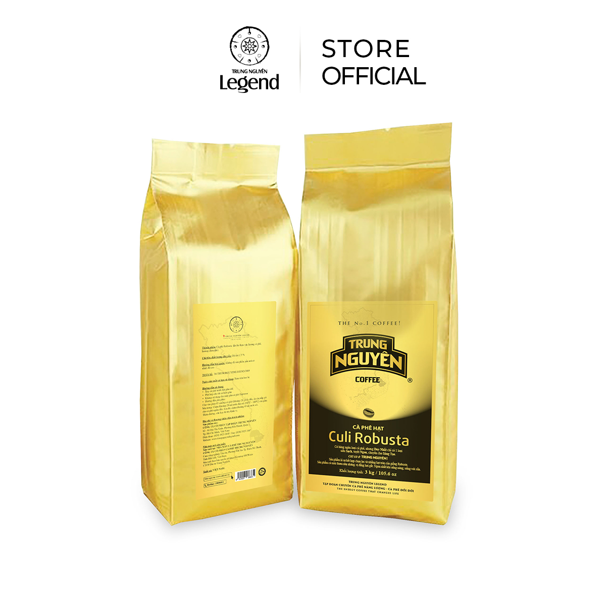 Cà Phê Hạt Culi Robusta Drip số 1 Trung Nguyên Legend - Bịch 3kg - Pha Phin