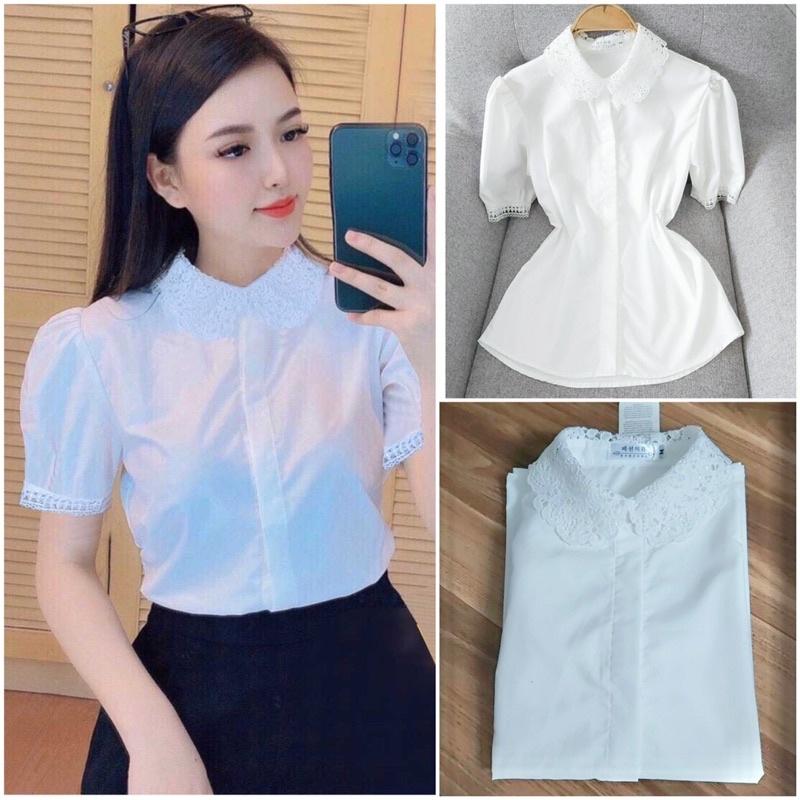 ️Áo nữ️Áo sơ mi trắng cổ ren cao cấp