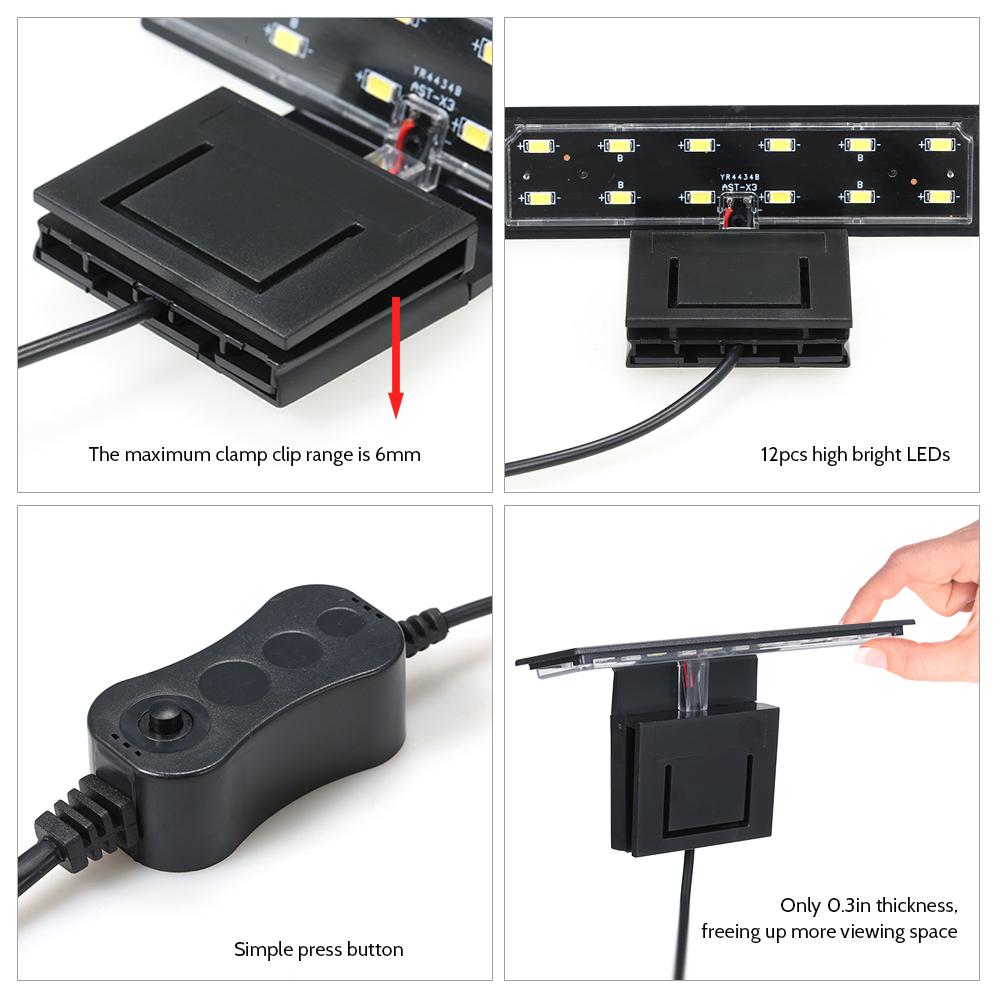 AC220V 6W 12 LED Aquarium Light Fish Jar Lamp White Light Portable