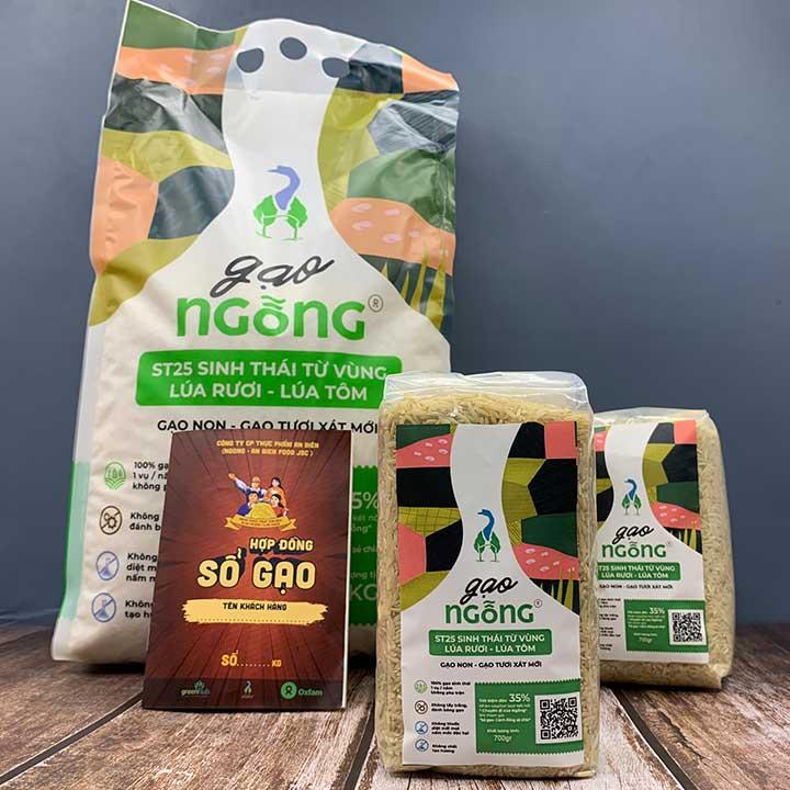 Gạo Ngỗng Sinh Thái ST25 Ruộng Rươi -Tôm Gói 700gr