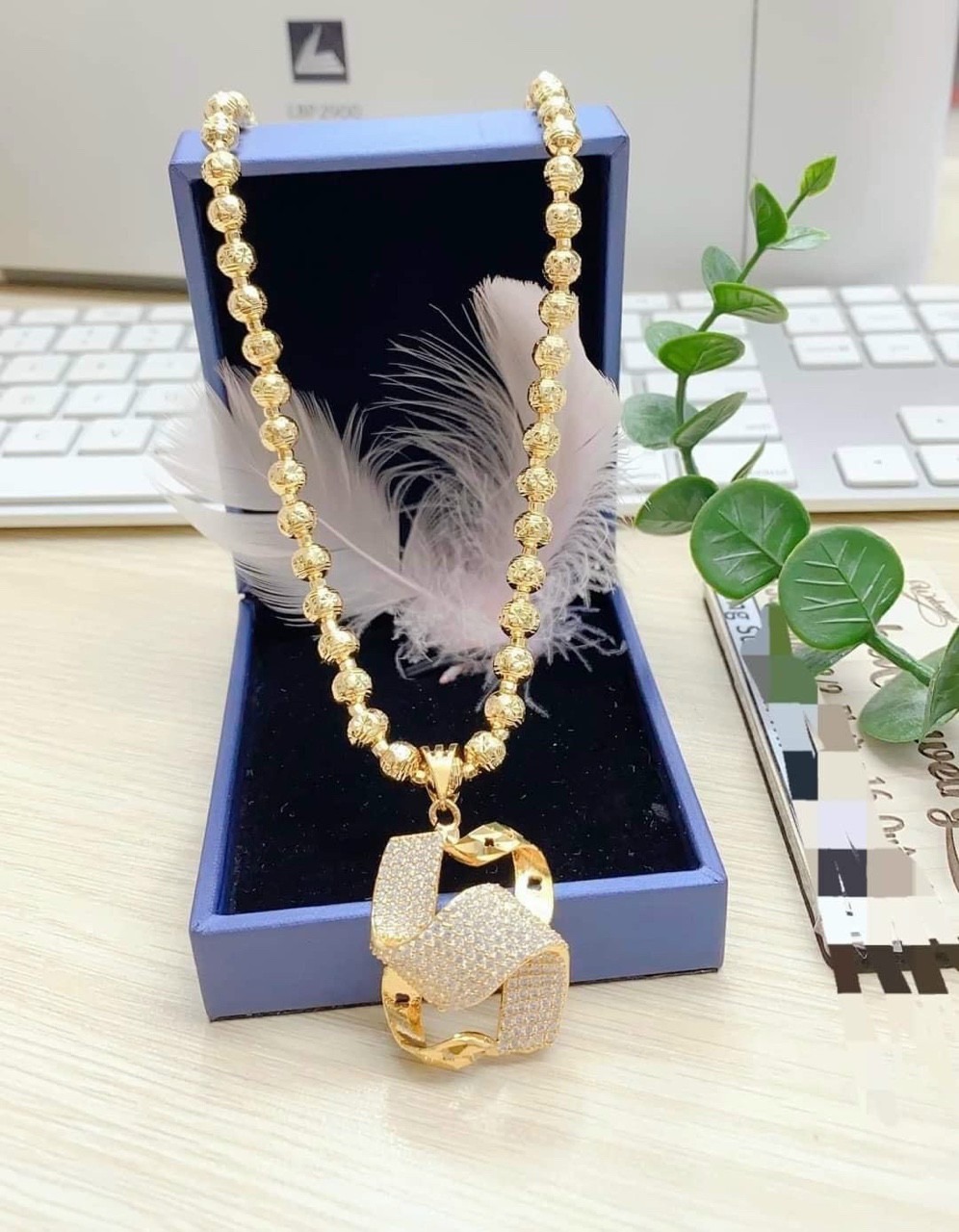 Dây chuyền nữ mạ vàng đính đá kiểu dáng xoắn lơ -- phù hợp tất cả trang phục, kiểu dáng thanh lịch quý phái, dây chuyền đẹp