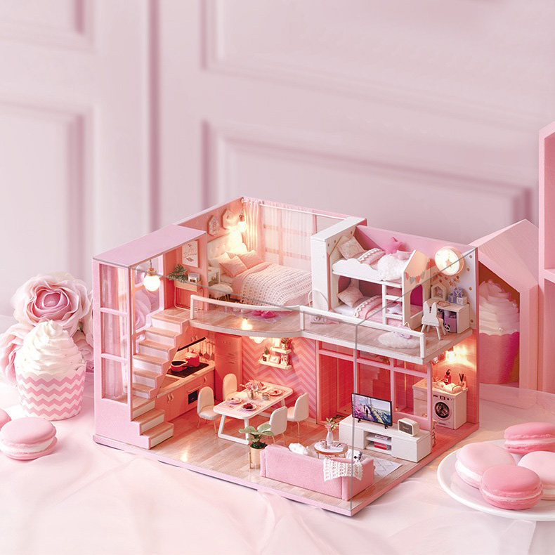 Mô hình nhà DIY Doll House Dream Angels Kèm Mica Chống bụi