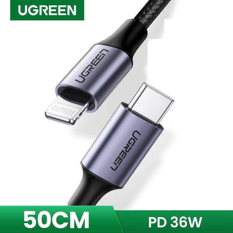 Cáp sạc nhanh UGREEN MFI Bradied USB C 20W PD thích hợp cho IP 14 / 14 Max / 14 Pro / Pro Max hàng chính hãng