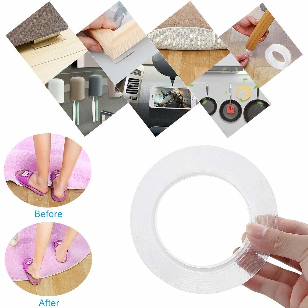 Băng Dính Nano Dán 2 Mặt Trong Suốt/ Băng Keo 2 Mặt Đa Năng- Dán Tường/ Cố Định Thảm/ Treo Tranh Ảnh