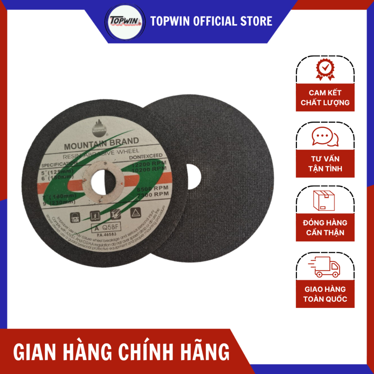 (1 Viên) Đá Cắt Sắt Núi 09 (MOUTAIN) 150x2x22mm Cắt Sắc Bén, Bền Bỉ, Ít Hao Mòn Và Độ Chính Xác Hoàn Hảo | TOPWIN Official Store