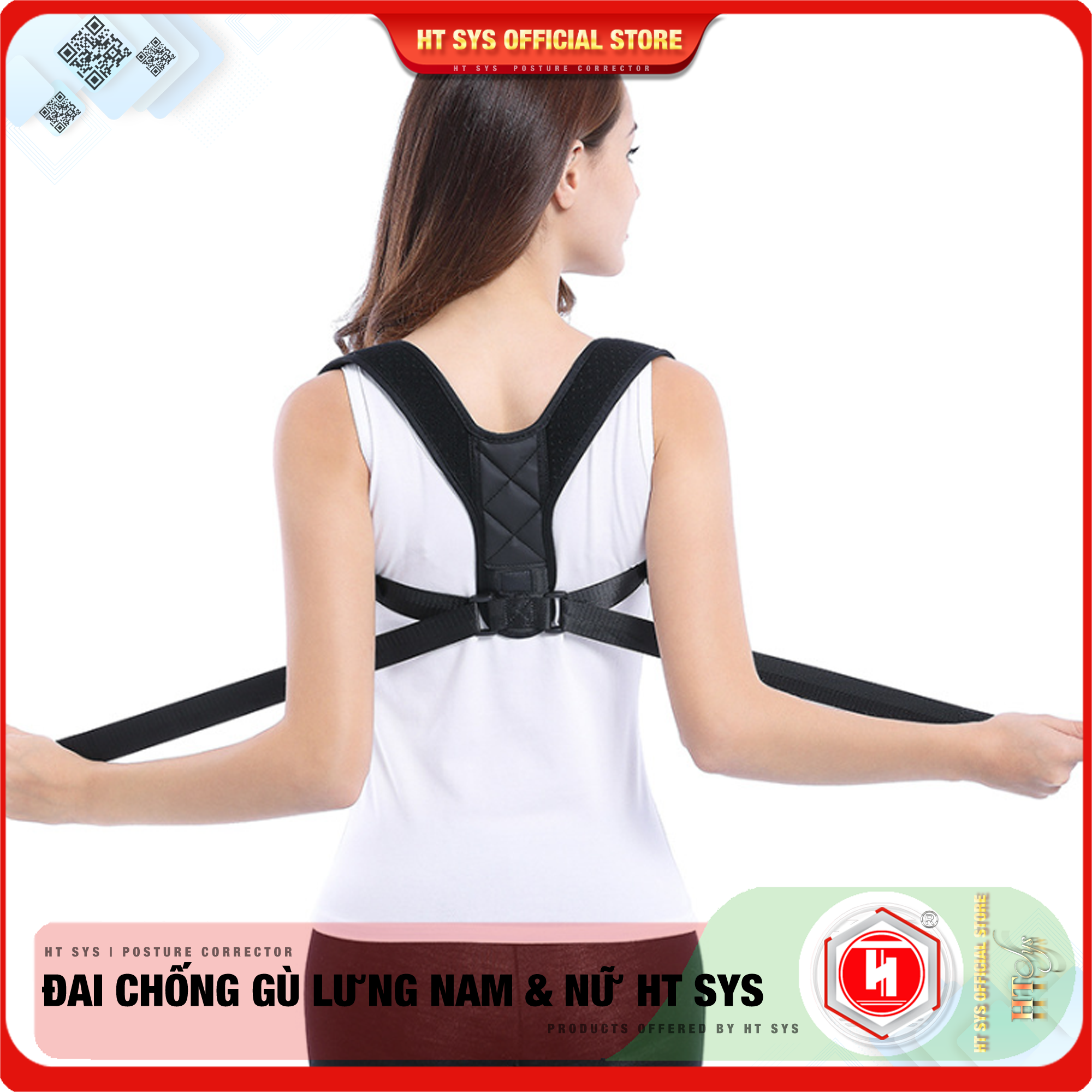 Đai chống gù lưng nam nữ HT SYS - Posture Corrector- Giúp định hình cột sống - Điều chỉnh tư thế của lưng -  Phù Hợp Với Mọi Độ Tuổi - Hỗ Trợ Điều Trị Hiệu Quả Chứng Gù Lưng, Lưng Tôm, Cong Vẹo Cột Sống