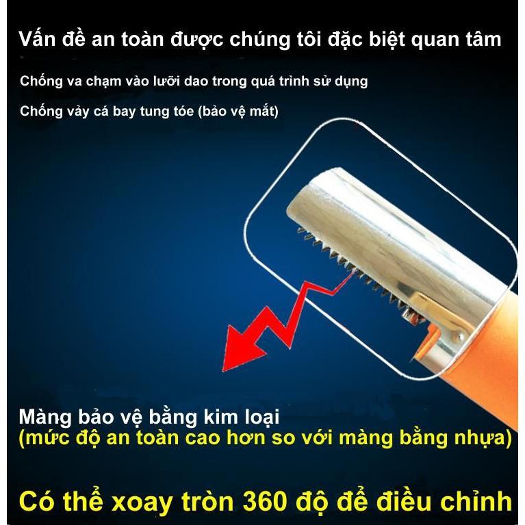 Máy đánh vẩy cá nhanh chóng dùng pin sạc inox 304 chống nước IPX7 hàng cao cấp