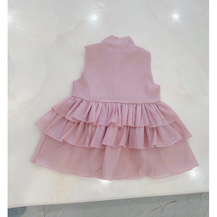 Váy bé gái NHƯ Ý HOUSE'S--váy tơ nến 3 tầng ( chất liệu vải phồng tầng.màu Hồng nude ( chụp khó lên màu)