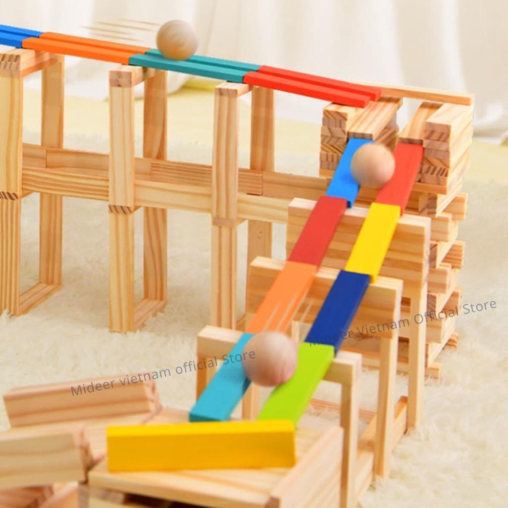 Đồ chơi xây dựng xếp hình gỗ sáng tạo Mideer Archimedes City Blocks 300 mảnh ghép, đồ chơi trí tuệ cho bé 3,4,5,6,7 tuổi