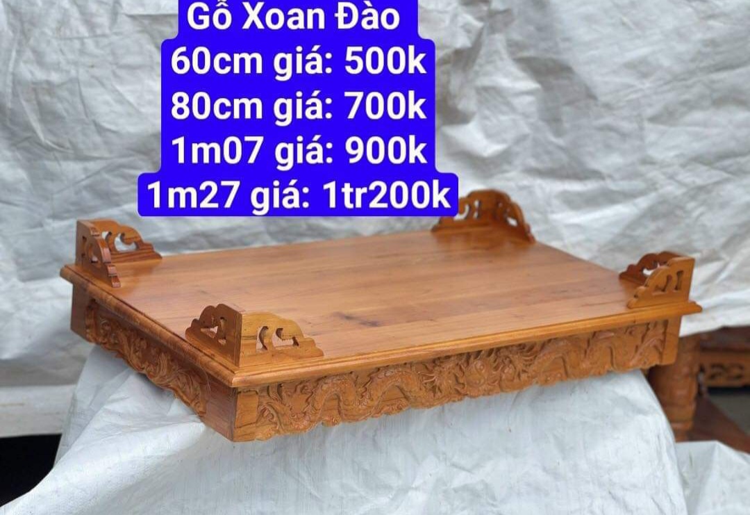 Bàn thờ treo tường gỗ xoan- Kèm cặp eke gỗ nhiều kích thước