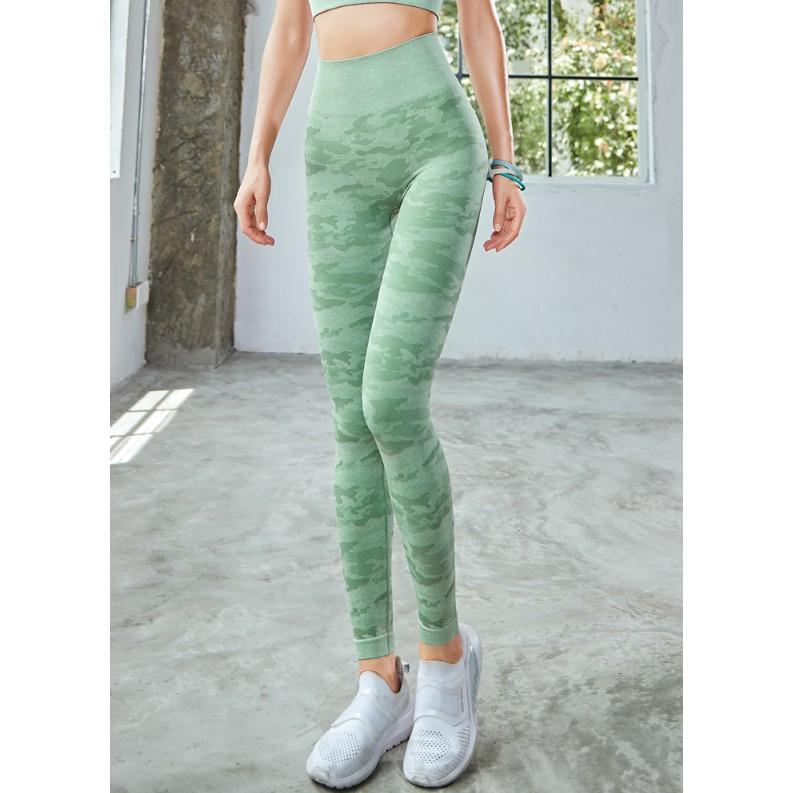 Quần Legging Dài Tập Gym Yoga Aerobic Zumba Nữ Vải Dệt Kim Cao Cấp Phong Cách Camo Âu Mỹ