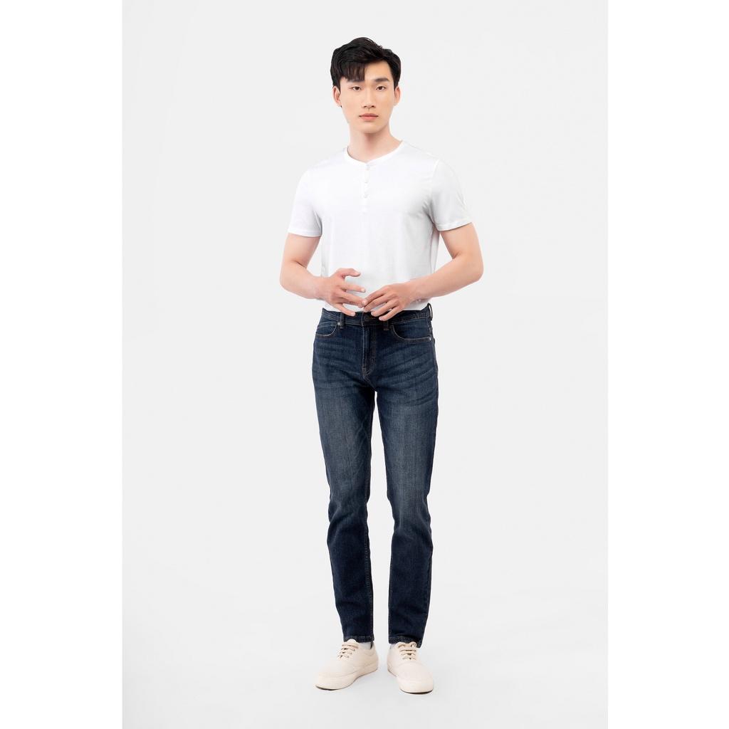 QUẦN JEAN TRƠN XANH ĐẬM SLIM - 10S22DPA010 | LASTORE MENSWEAR