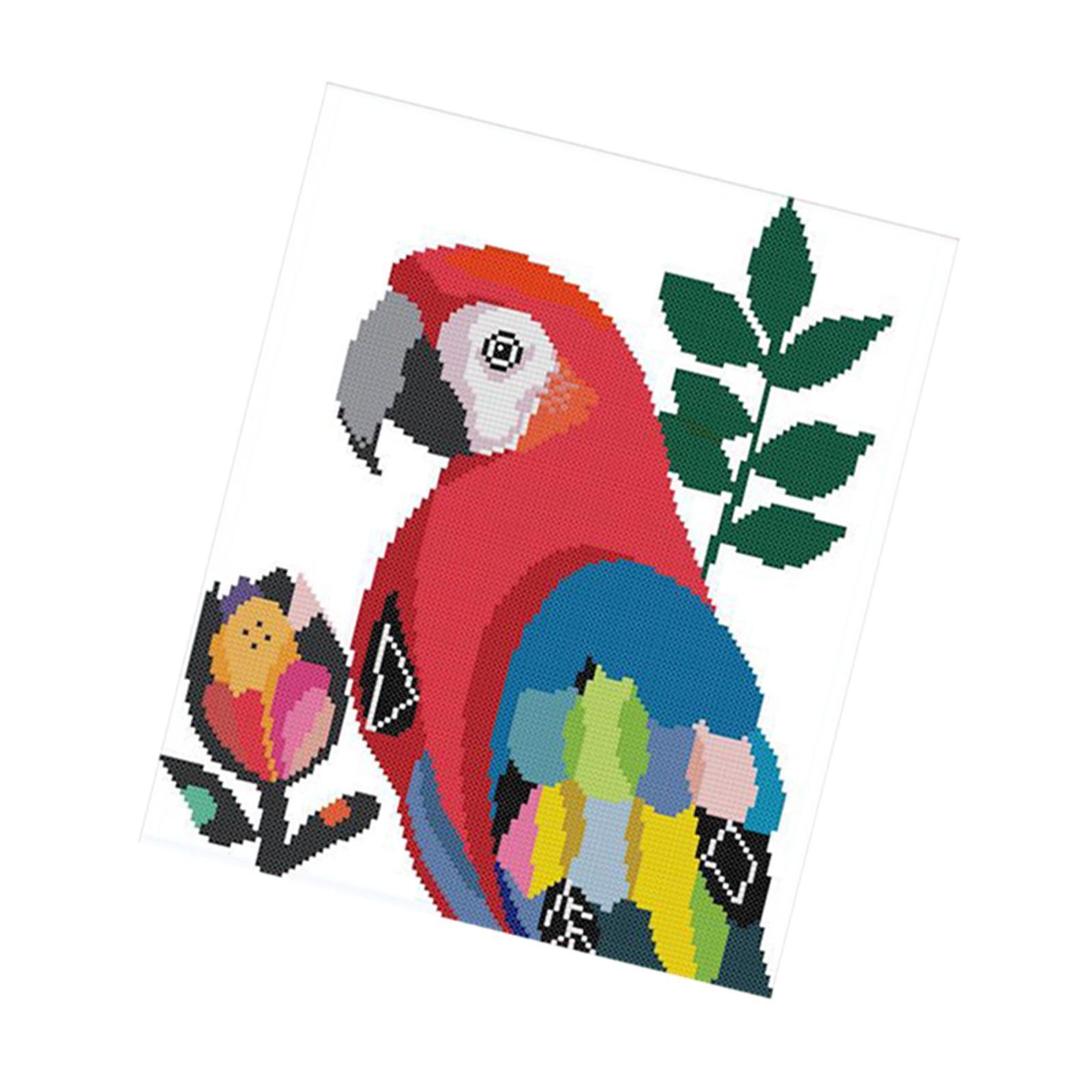 Stamped Parrot Cross Stitch Kits Beginners Full Range of Embroidery Starter Kits for Adults Printed Cross Stitching DIY kit
