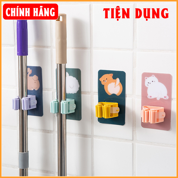 Miếng Dính Treo Chổi - Móc Treo Kẹp Giữ Chổi Cọ Dán Tường, Treo Cây Lau Nhà Hoạt Hình Đáng Yêu Hàng Chính Hãng E525