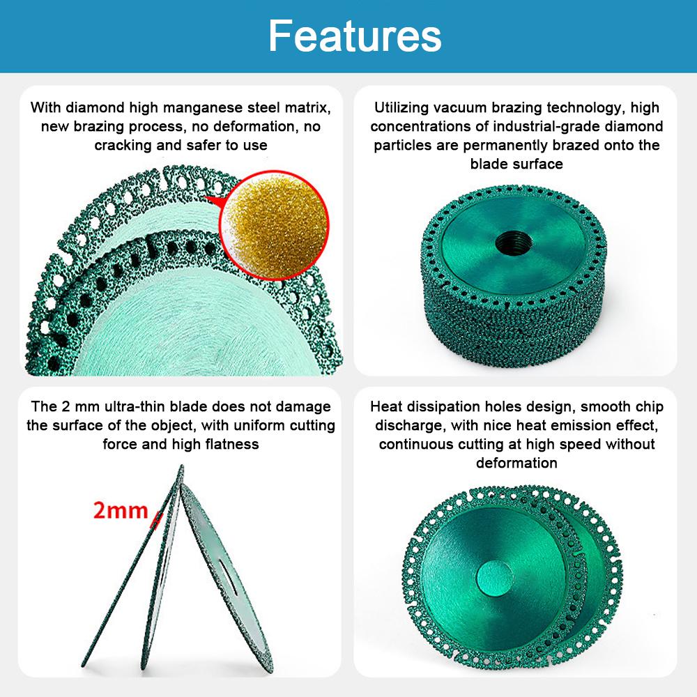 Multifunctional Cutting Blade Diamond High Manganese Steel Matrix Composite Sawblade 100mm Diameter Ceramic Tile Glass Cutting Disc for Angle Grinder Stone-Cutter