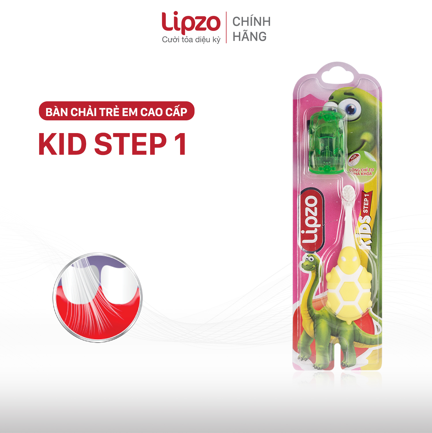 Bàn Chải Đánh Răng Lipzo Kids Step1 Cao Cấp Công Nghệ Chỉ Tơ Nha Khoa Siêu Mềm Dành Cho Trẻ Em Trên 2 Tuổi