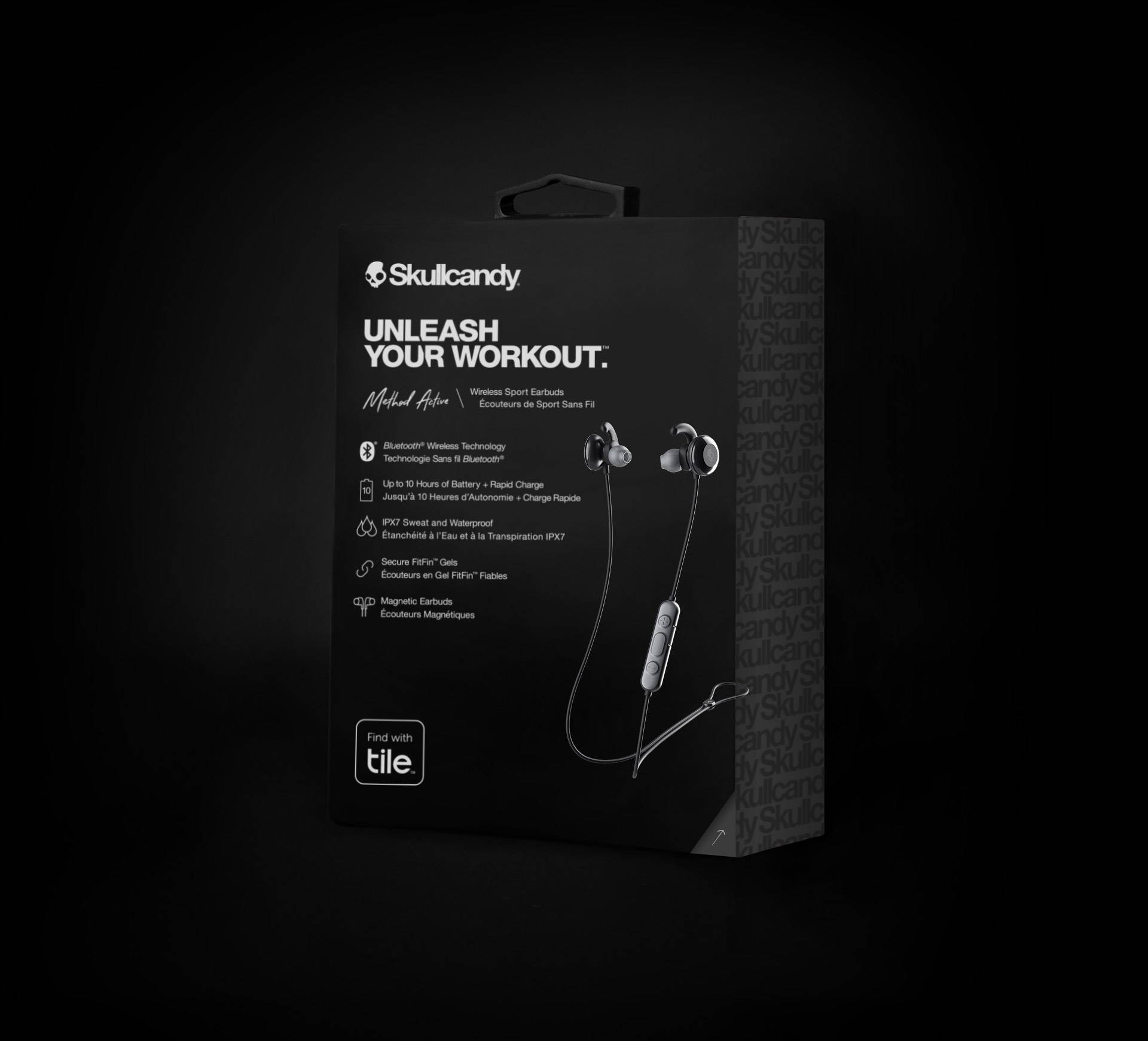 Tai nghe Bluetooth Wireless Skullcandy METHOD ACTIVE IN-EAR - Đen Xám - Hàng Chính Hãng