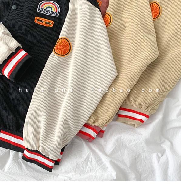 Áo khoác bomber bóng chày 3 lớp nhung nỉ và kèm lớp gió ấm áp