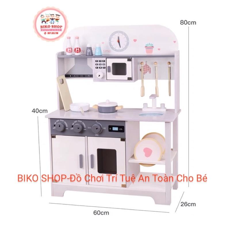 Đô chơi cho bé Bếp lắp ghép  bằng gỗ trắng 80cm