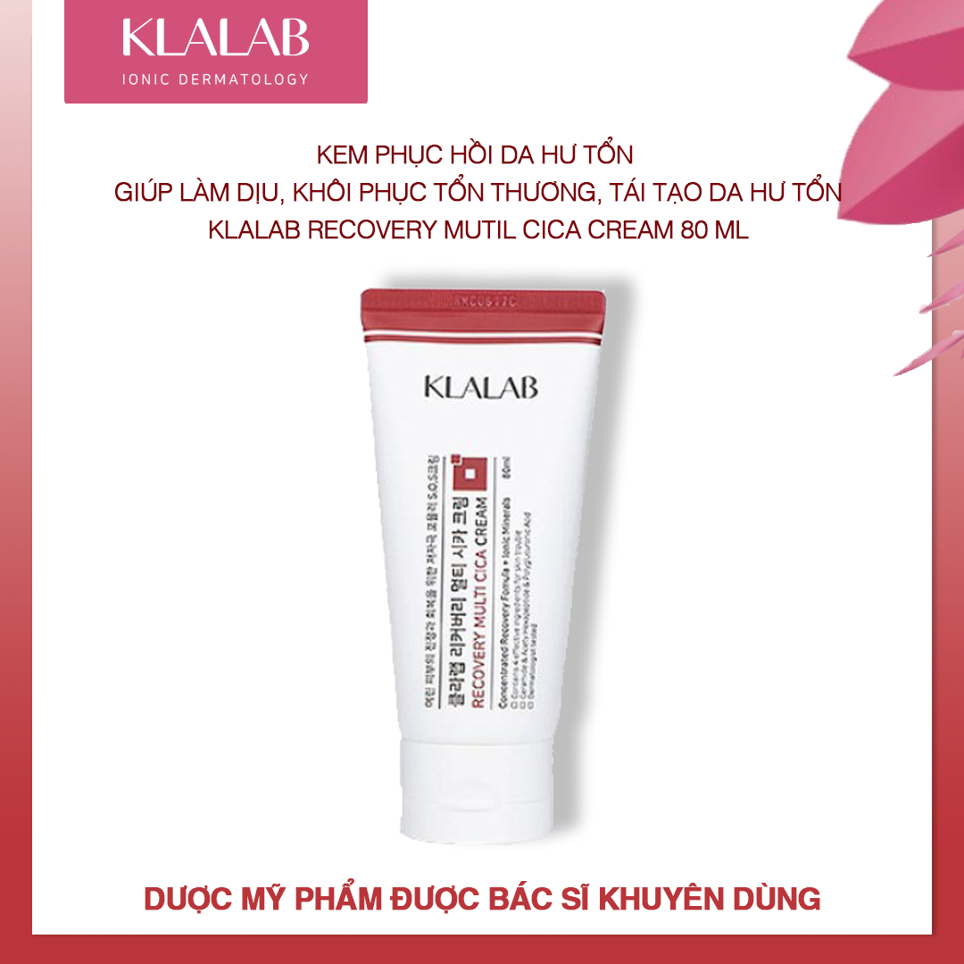 Kem phục hồi da hư tổn KLALAB Recovery Multi Cica Cream làm sạch sâu &amp; cân bằng da 80 ml