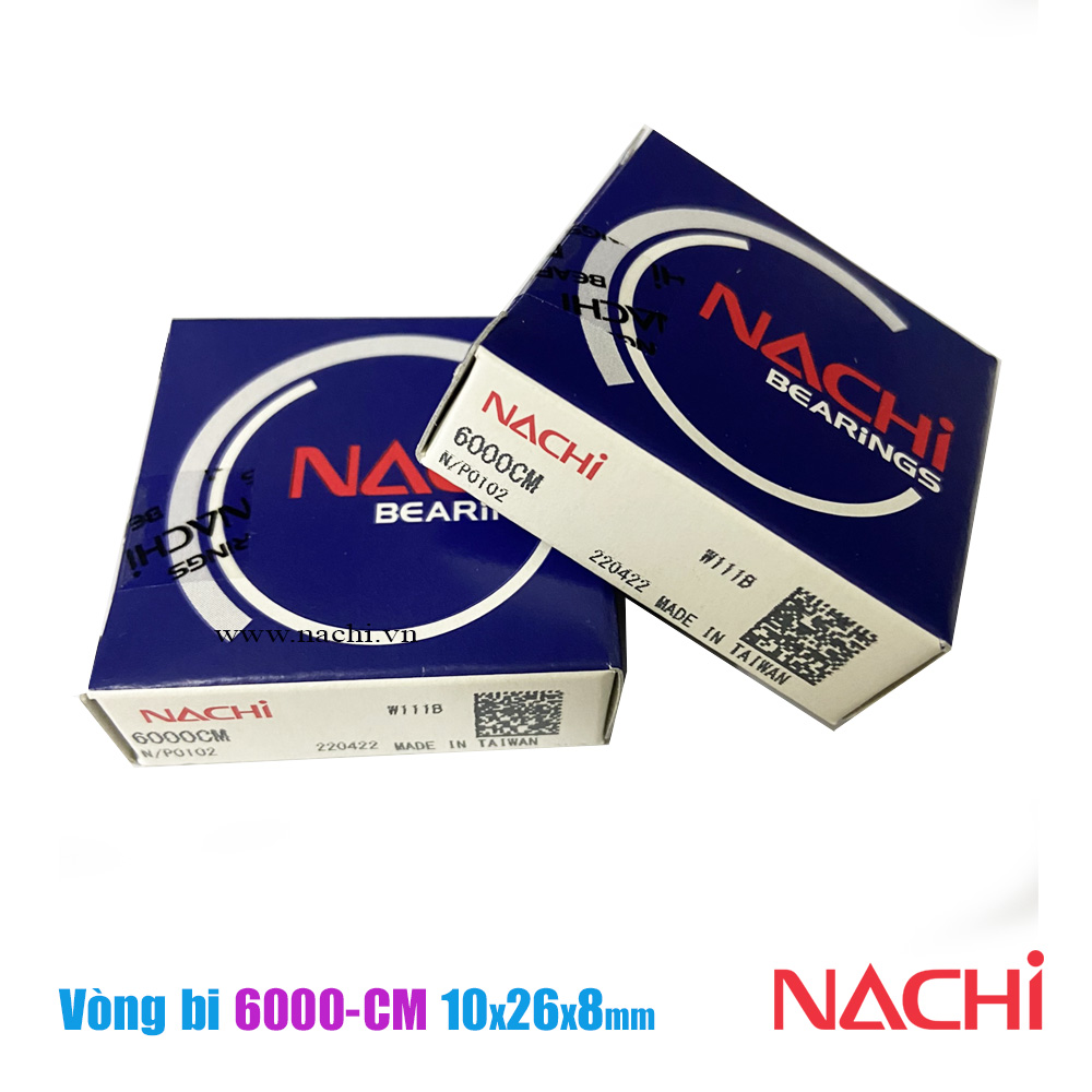 Vòng bi xe máy 6000CM 10x26x8mm Không nắp bearing Nachi 6000