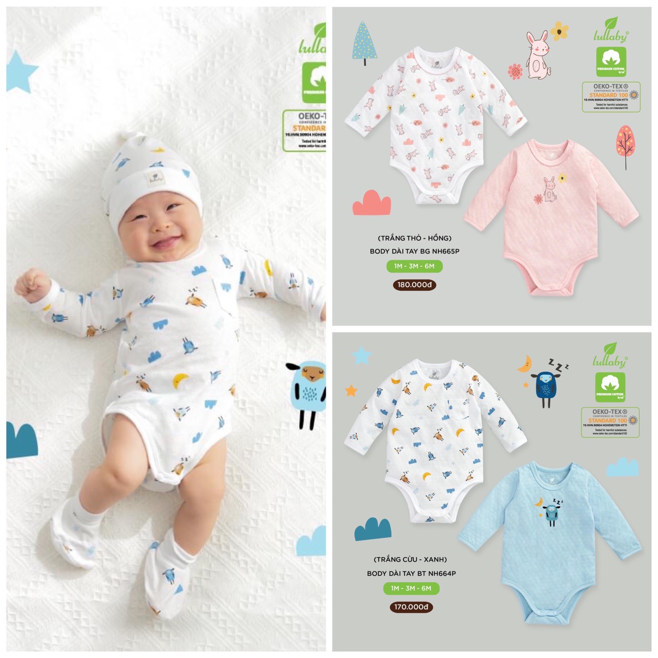 [LULLABY 2021] Set 2 bộ BODYCHIP dài tay thu đông bé trai và bé gái