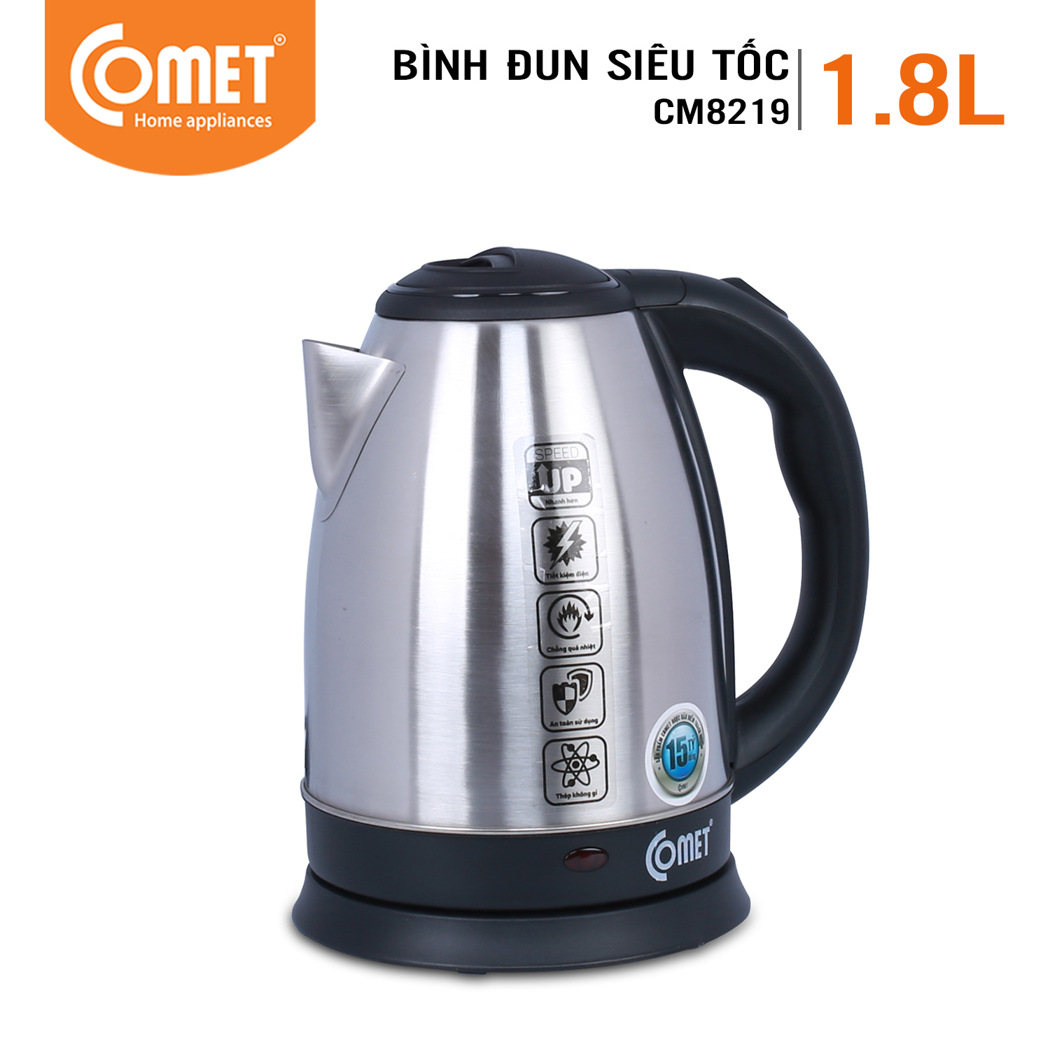 Ấm Siêu Tốc Comet CM8219 (1.8L) - Bạc - Hàng Chính Hãng